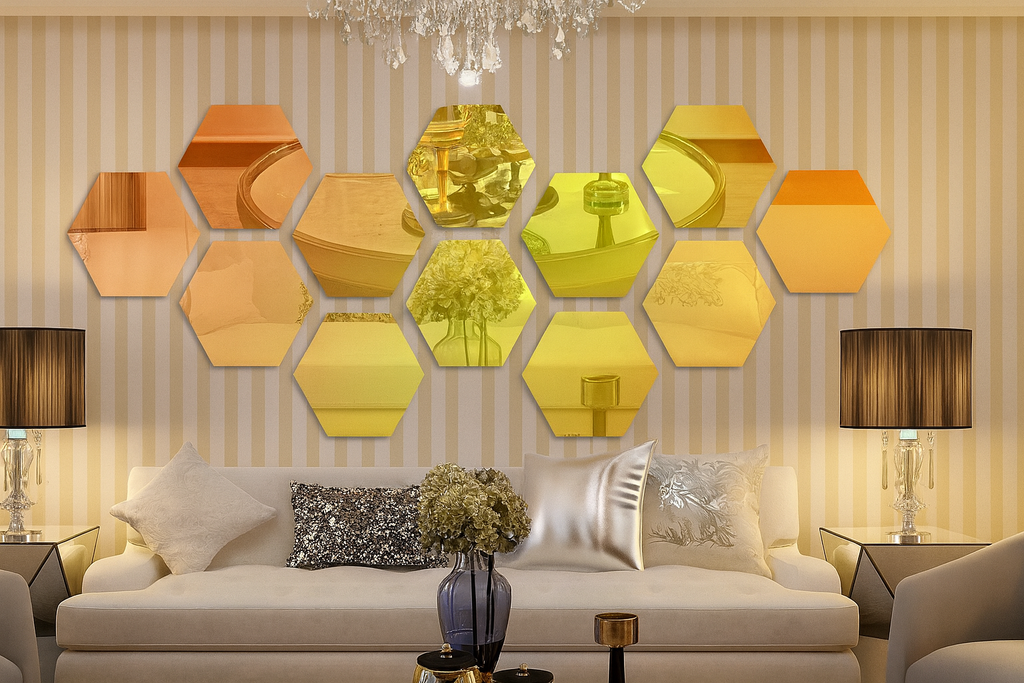 Stickers muraux miroir hexagone 3D